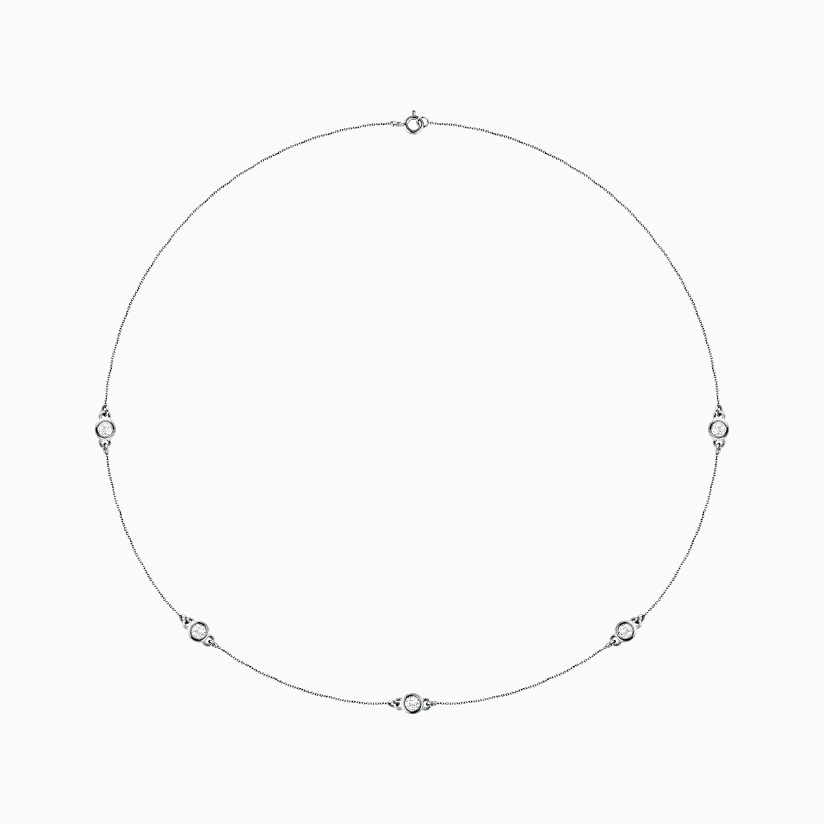 Lab-grown Diamond Five Stations Necklace, 14k Gold