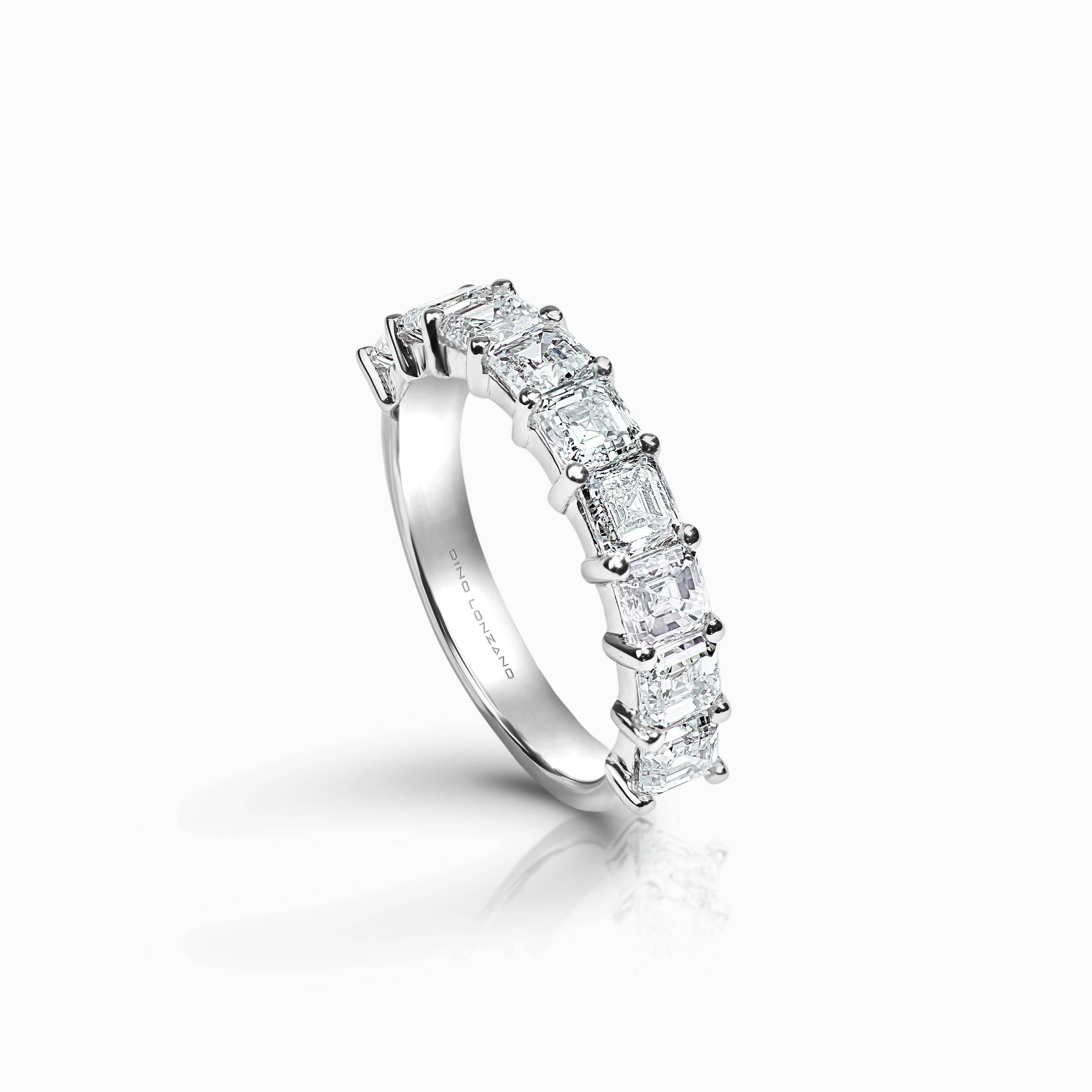 Lab-grown Asscher Cut Diamond Wedding Band, 18k White Gold