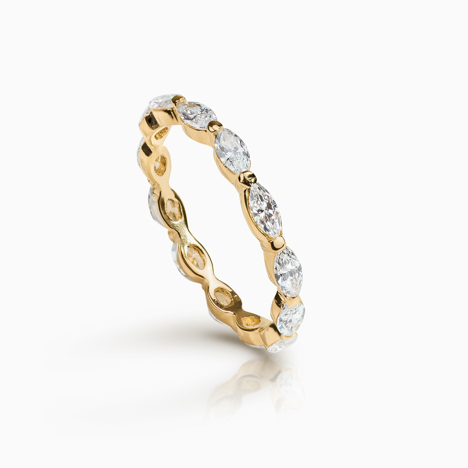 Lab-grown Marquise Diamond Eternity Band, 18k Yellow Gold