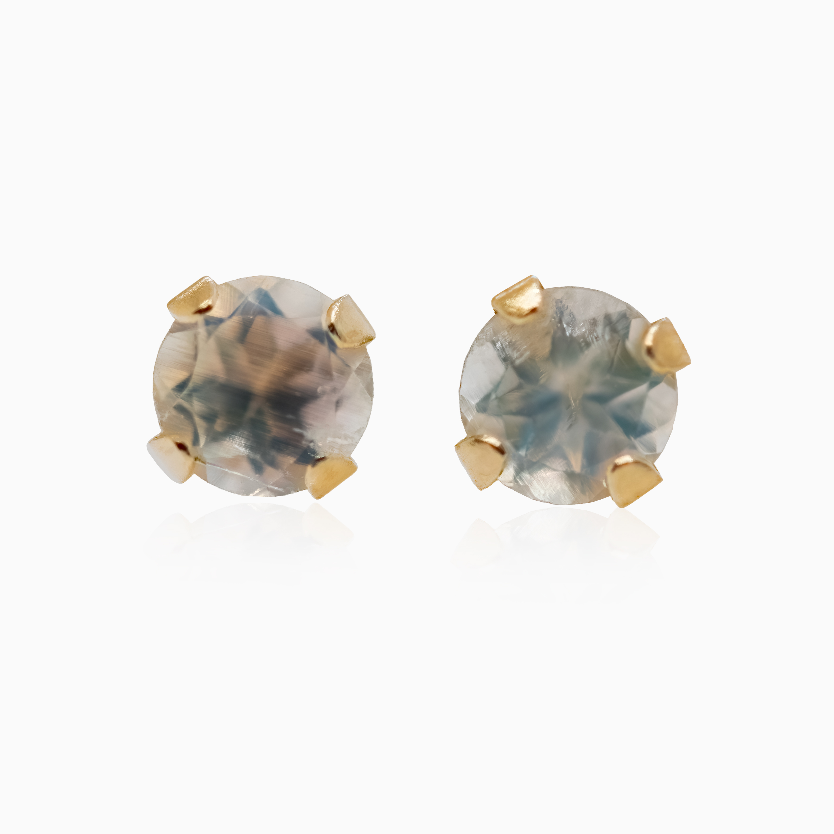 April Birthstone Stud Earrings, Natural Diamonds, 14k Yellow Gold
