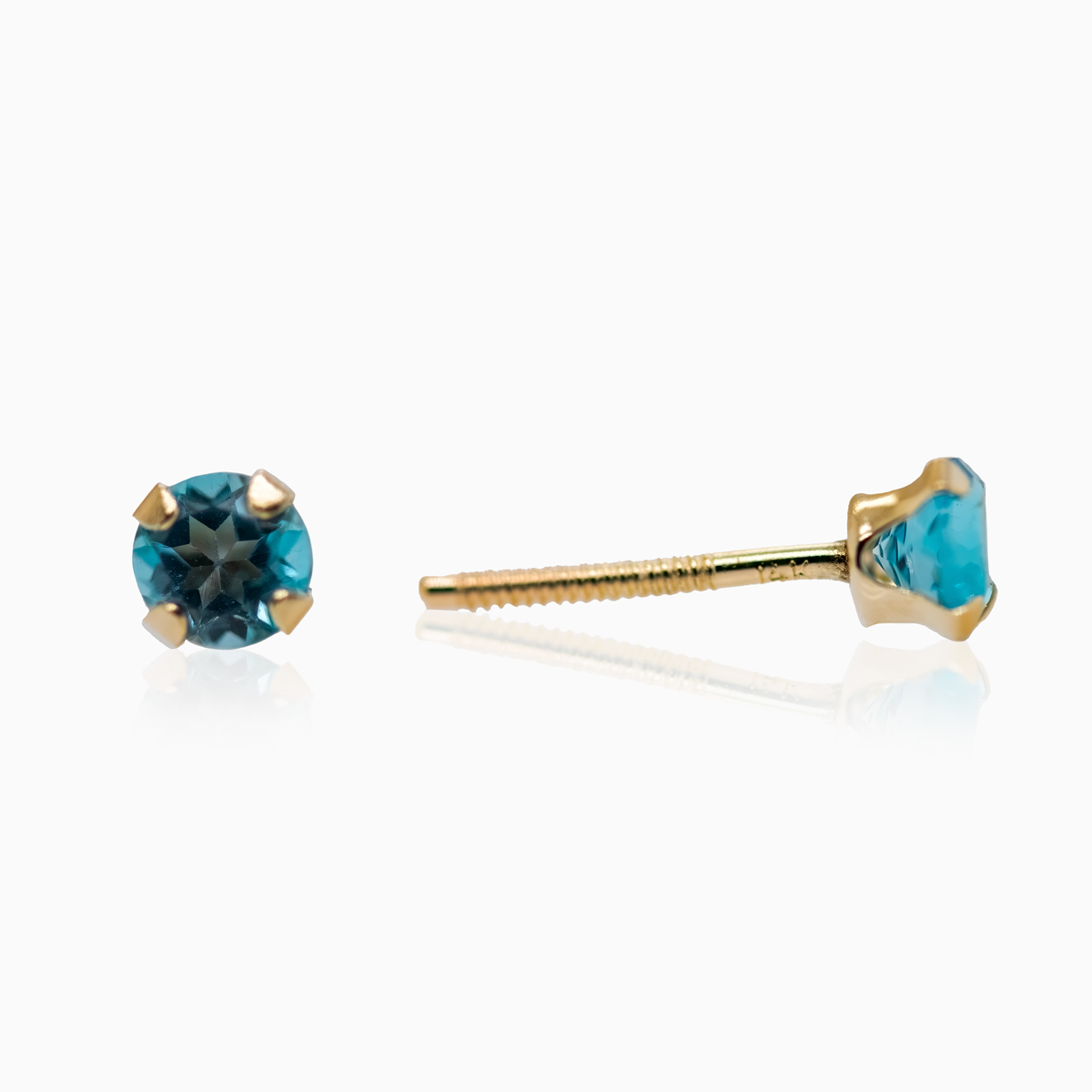 December  Birthstone Stud Earrings, Natural Tanzanites, 14k Yellow Gold