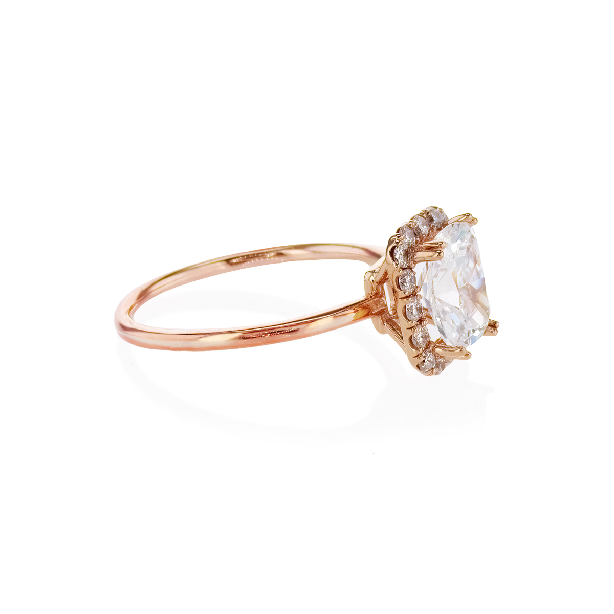 18k Rose Gold Radiant Cut Diamond Engagement Ring (semi-mount)