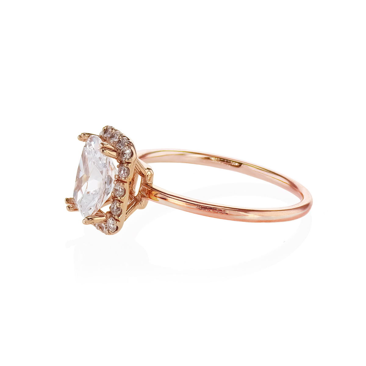 18k Rose Gold Radiant Cut Diamond Engagement Ring (semi-mount)