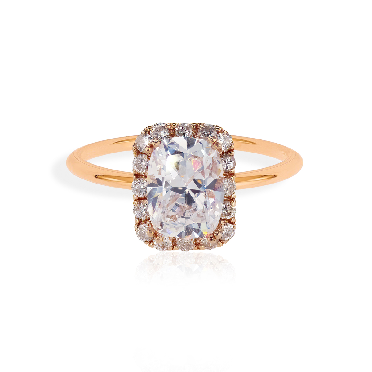 18k Rose Gold Radiant Cut Diamond Engagement Ring (semi-mount)