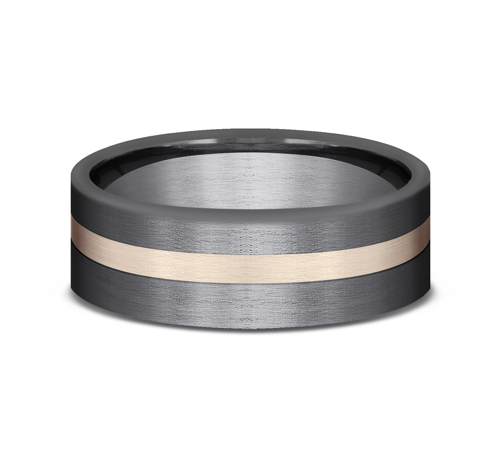 Tantalum Men's Band with 14k Rose Gold Offset Stripe, 7mm