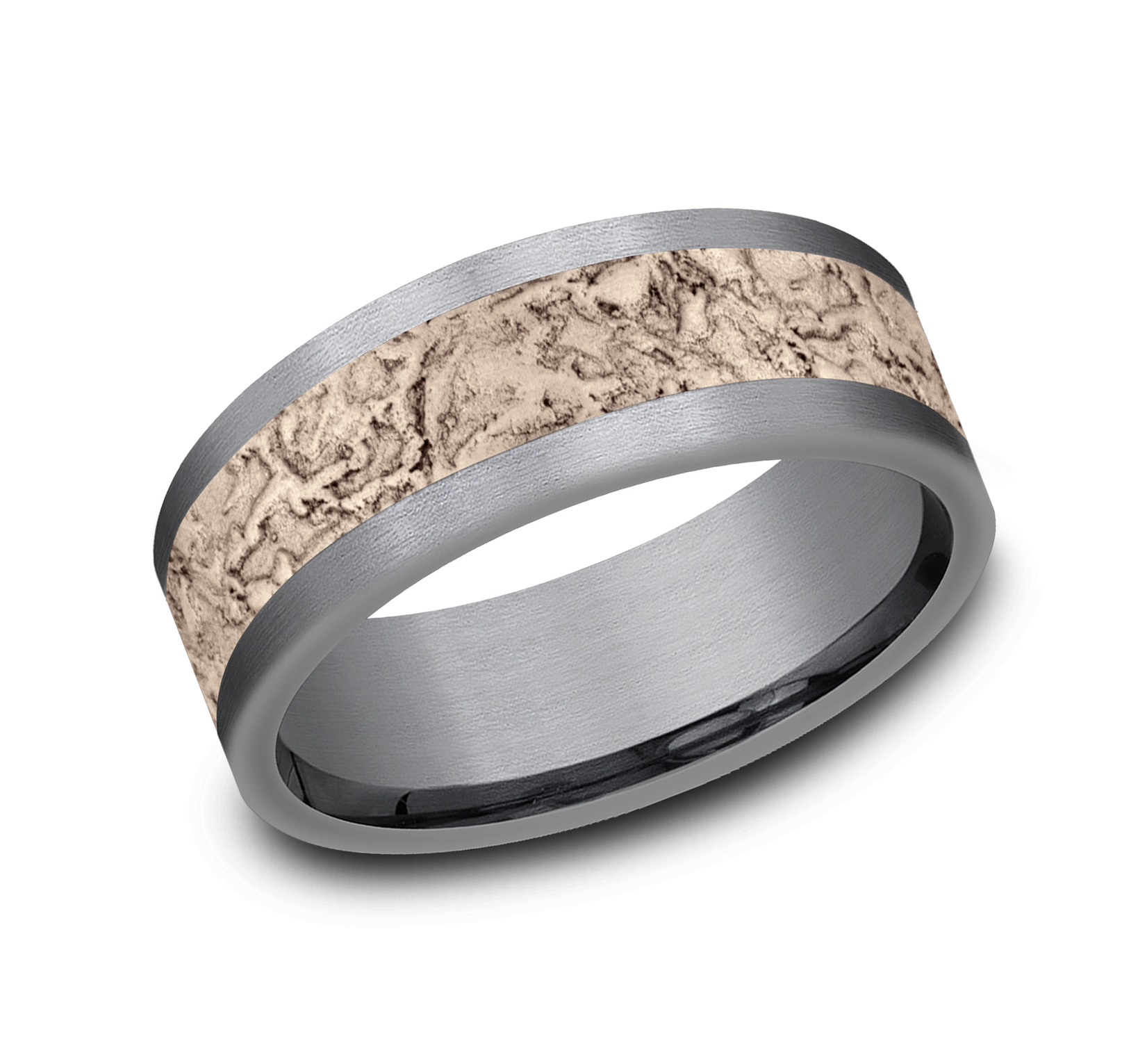 Splatter Patterned 14k Rose Gold Center Tantalum Man's Band, 8mm