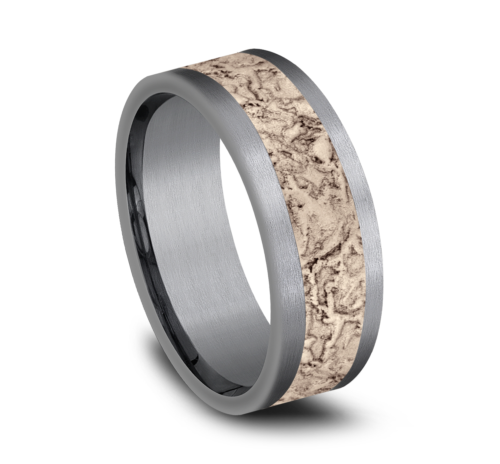 Splatter Patterned 14k Rose Gold Center Tantalum Man's Band, 8mm