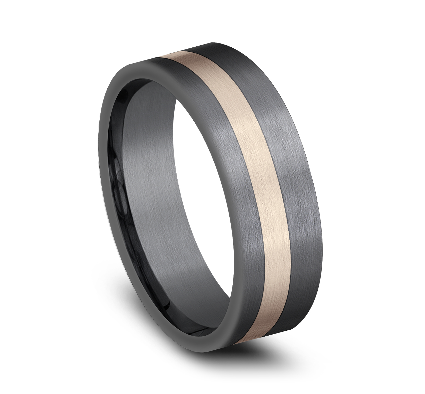 Tantalum Men's Band with 14k Rose Gold Offset Stripe, 7mm