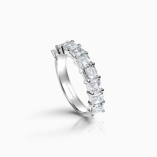 Lab-grown Asscher Cut Diamond Wedding Band, 18k White Gold