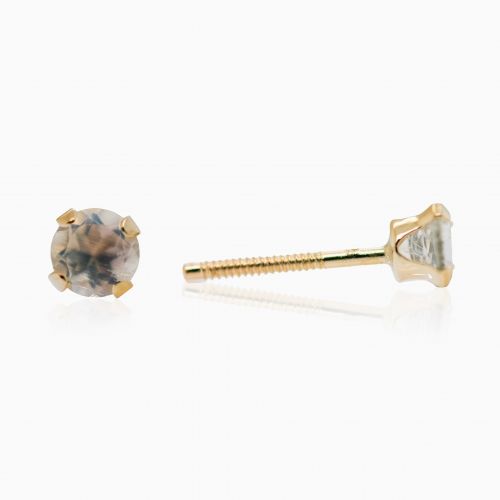 April Birthstone Stud Earrings, Natural Diamonds, 14k Yellow Gold