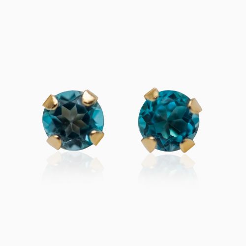 December  Birthstone Stud Earrings, Natural Tanzanites, 14k Yellow Gold