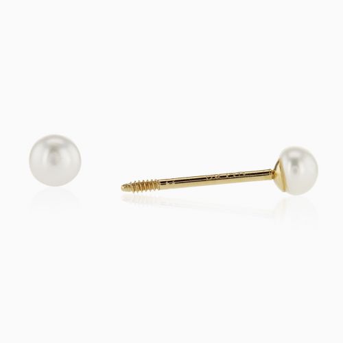 June Birthstone Stud Earrings, Cultured Pearl, 14k Yellow Gold