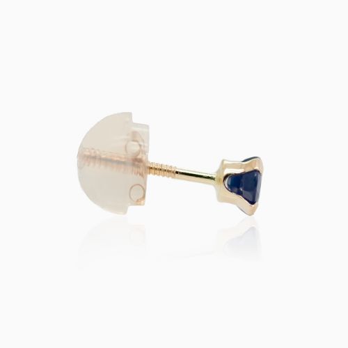 September Birthstone Stud Earrings, Natural Blue Sapphire, 14k Yellow Gold