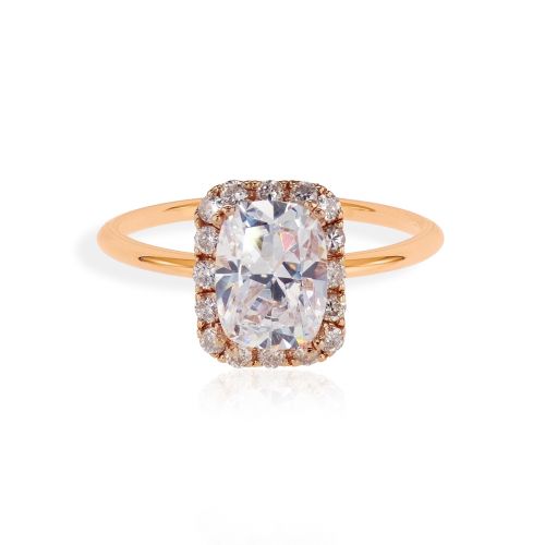 18k Rose Gold Radiant Cut Diamond Engagement Ring (semi-mount)