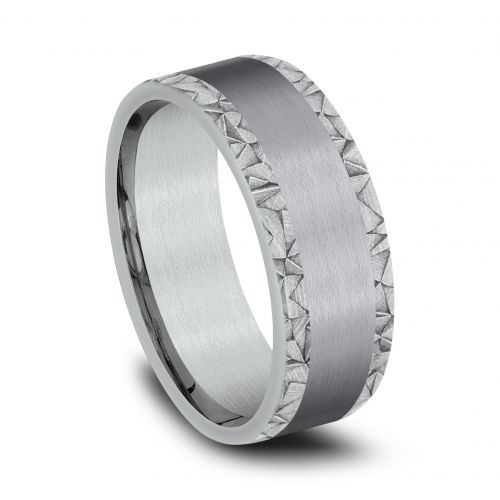 14k White Gold Men's Band with Grey Tantalum Center, 8mm