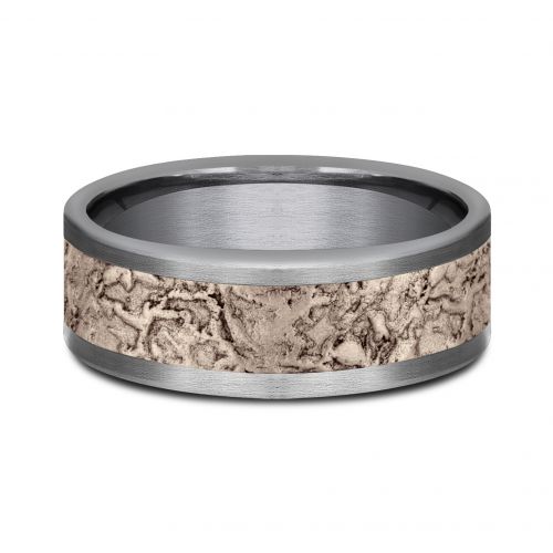 Splatter Patterned 14k Rose Gold Center Tantalum Man's Band, 8mm