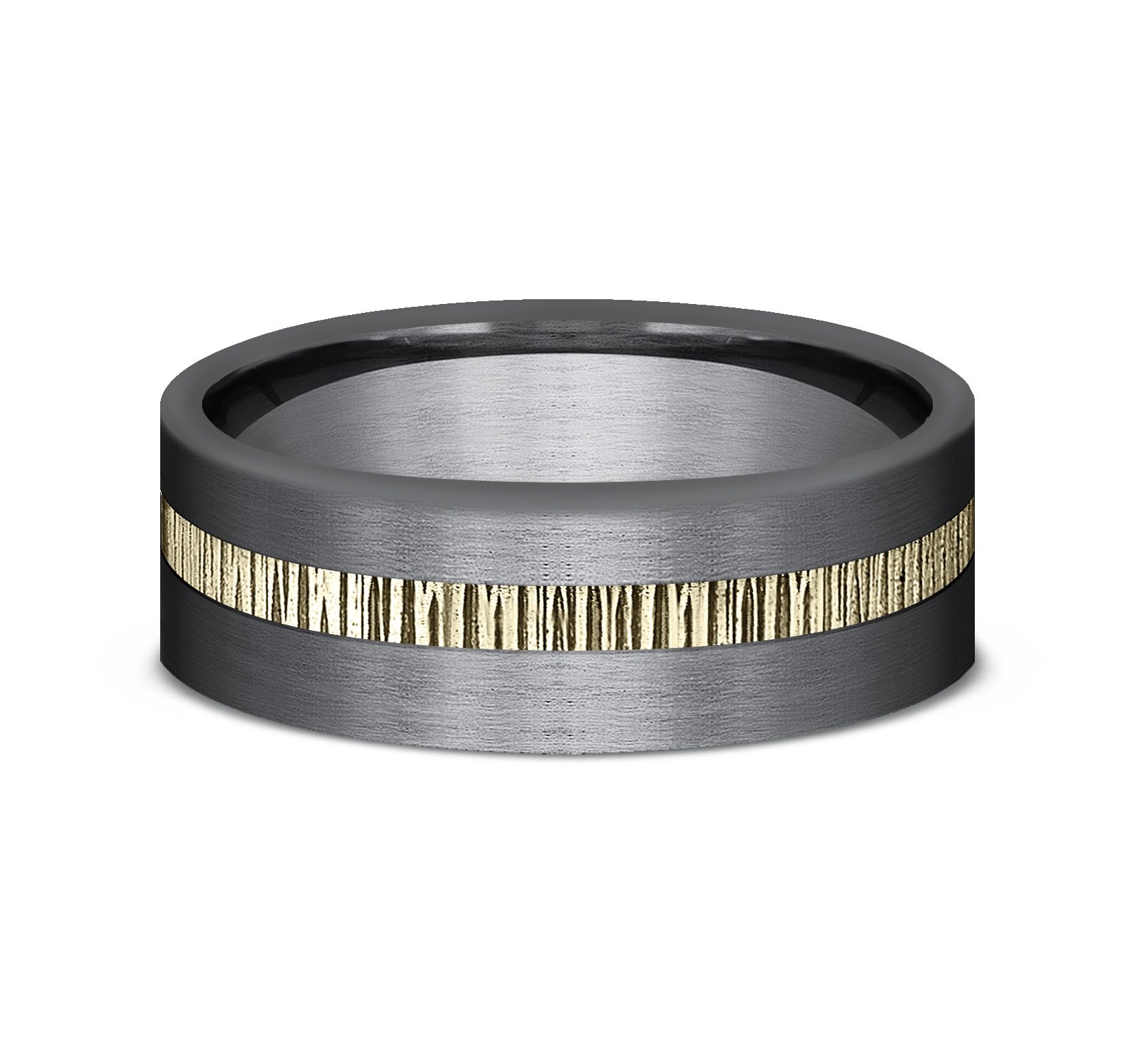 Darkened Tantalum Men's Band with 14k Yellow Gold Offset Strip, 7mm