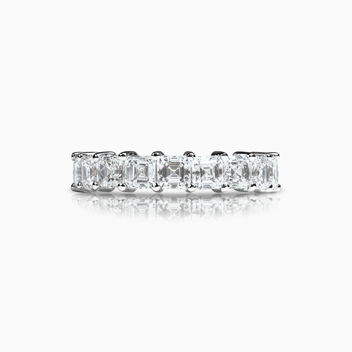 Lab-grown Asscher Cut Diamond Wedding Band, 18k White Gold