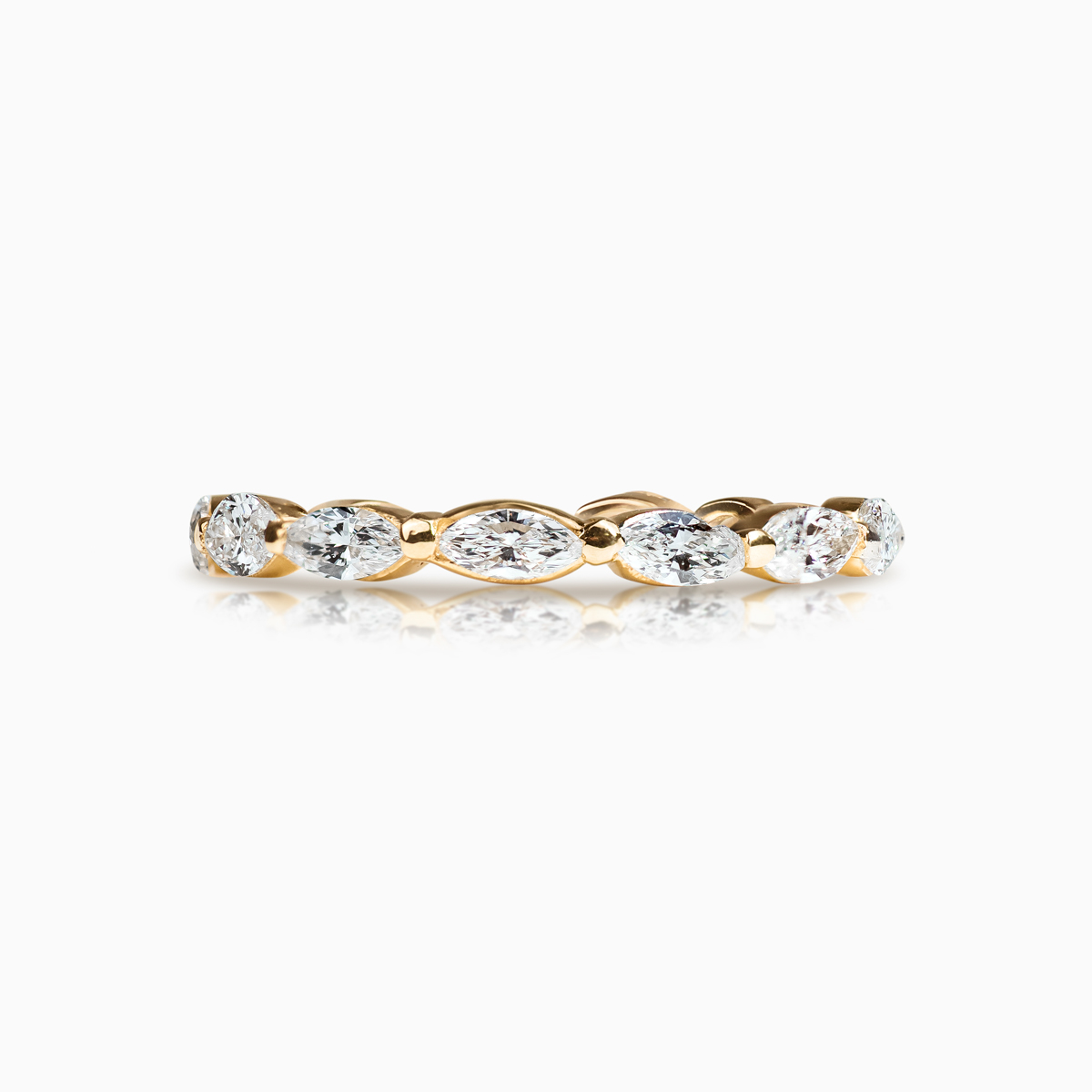 Lab-grown Marquise Diamond Eternity Band, 18k Yellow Gold