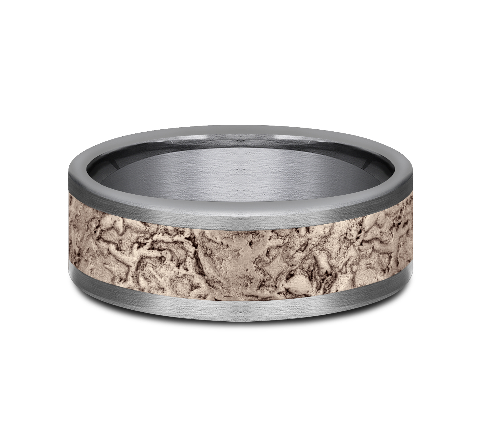 Splatter Patterned 14k Rose Gold Center Tantalum Man's Band, 8mm