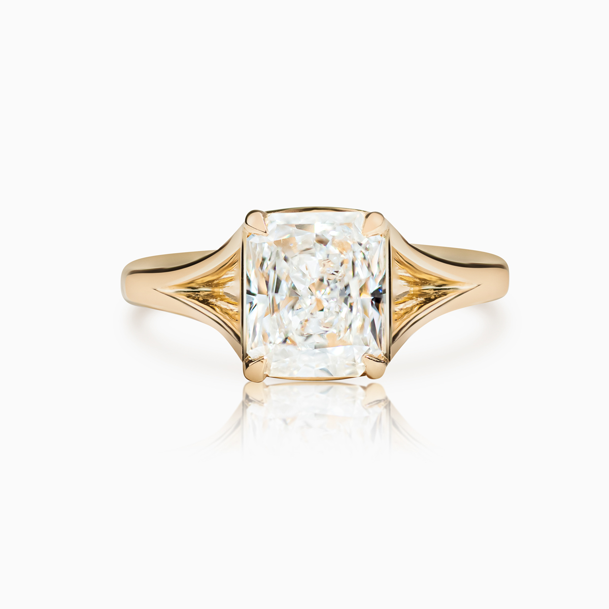 Split Shank Engagement Ring with  1.90 Carat Radiant Cut Diamond