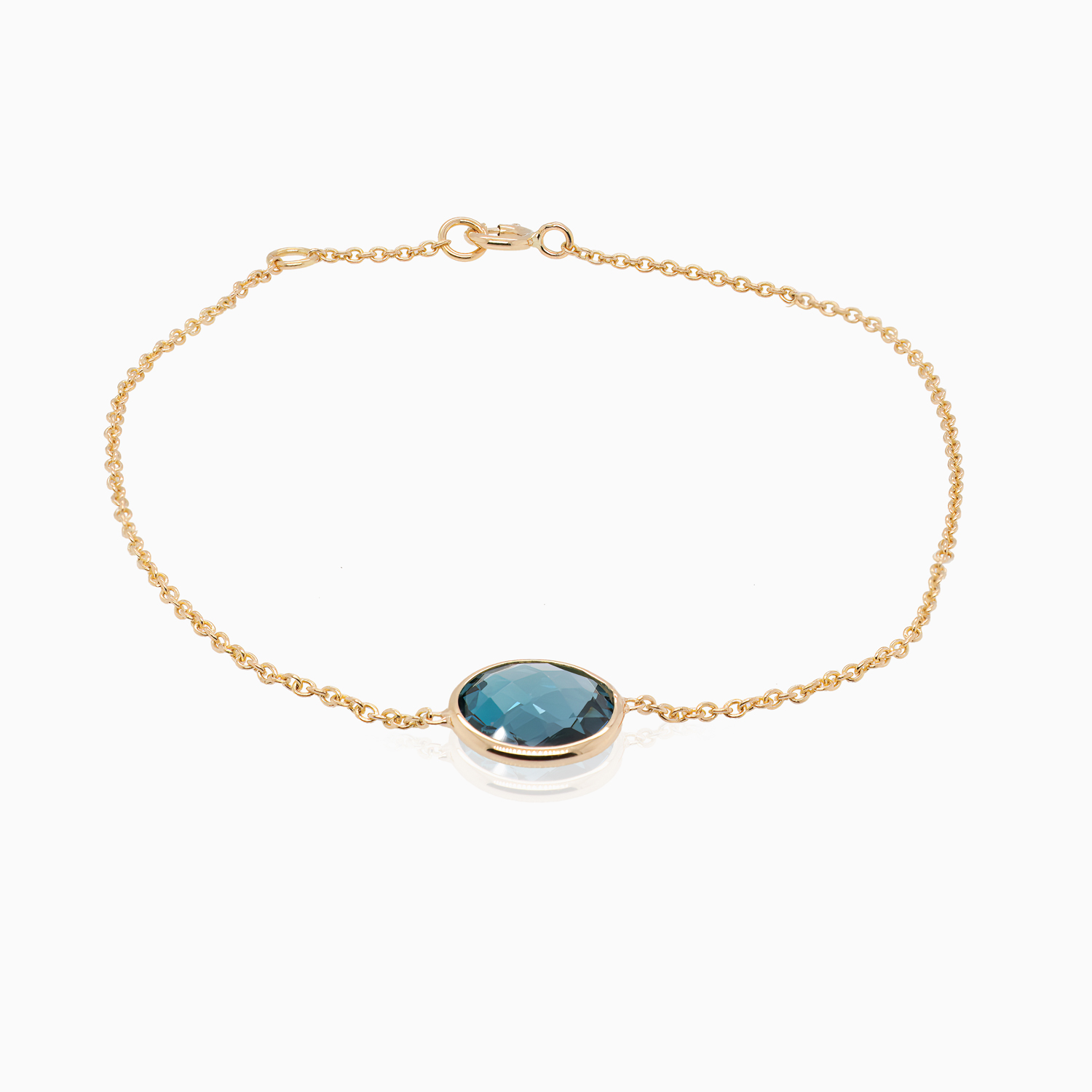 London Blue Topaz Solitaire Tempo Bracelet in 18k Yellow Gold