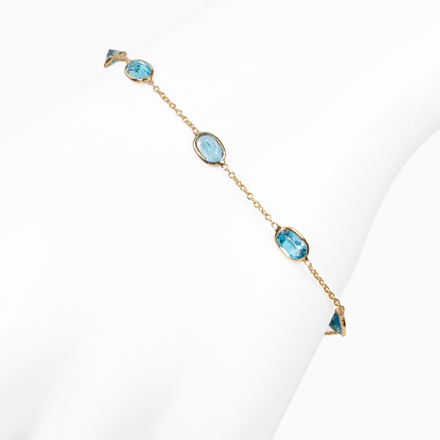 Swiss Blue Topaz Tempo Bracelet in 14k Yellow Gold