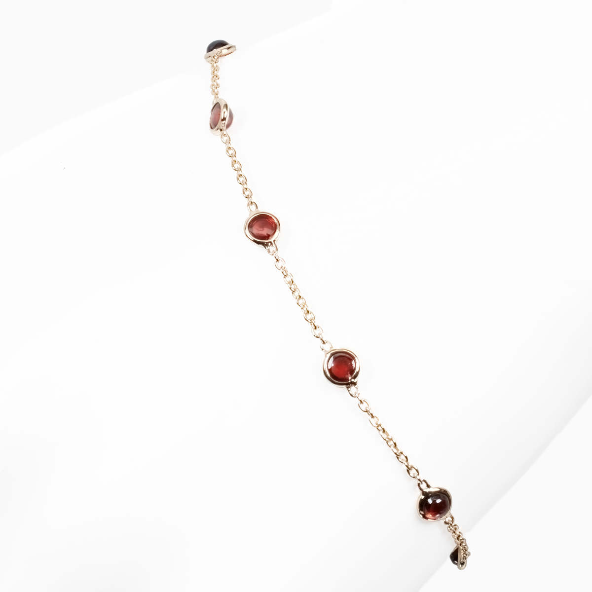 Cabochon Garnet Tempo Bracelet in 14K Yellow Gold