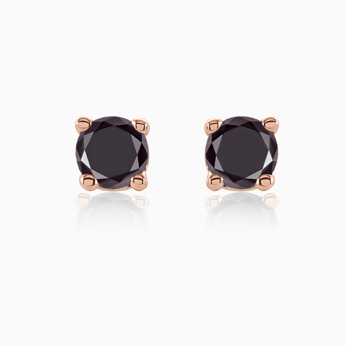 Black Diamond Stud Earrings, 3mm, 14k Gold