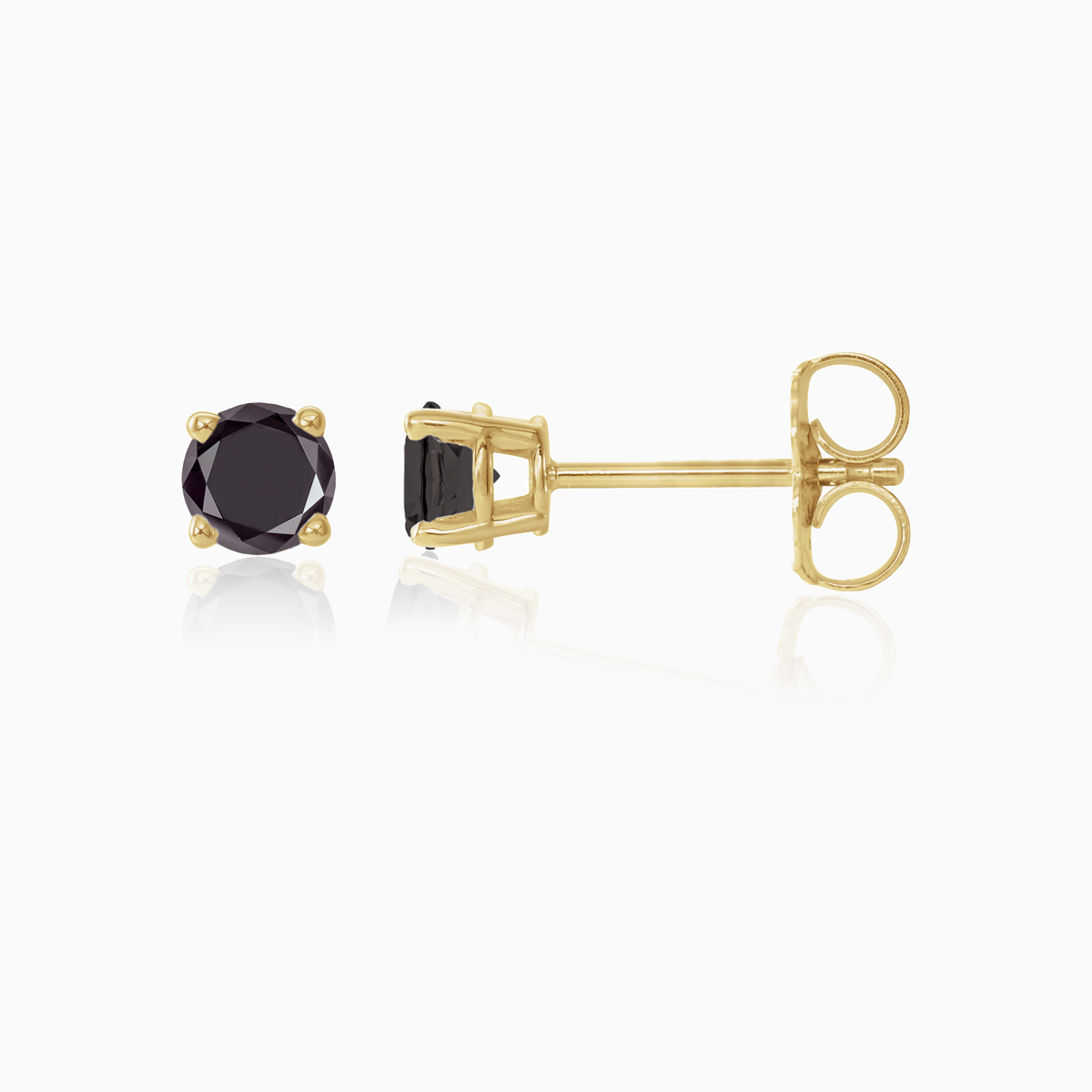 Natural Black Diamond Stud Earrings, 3.50mm, 14k Gold