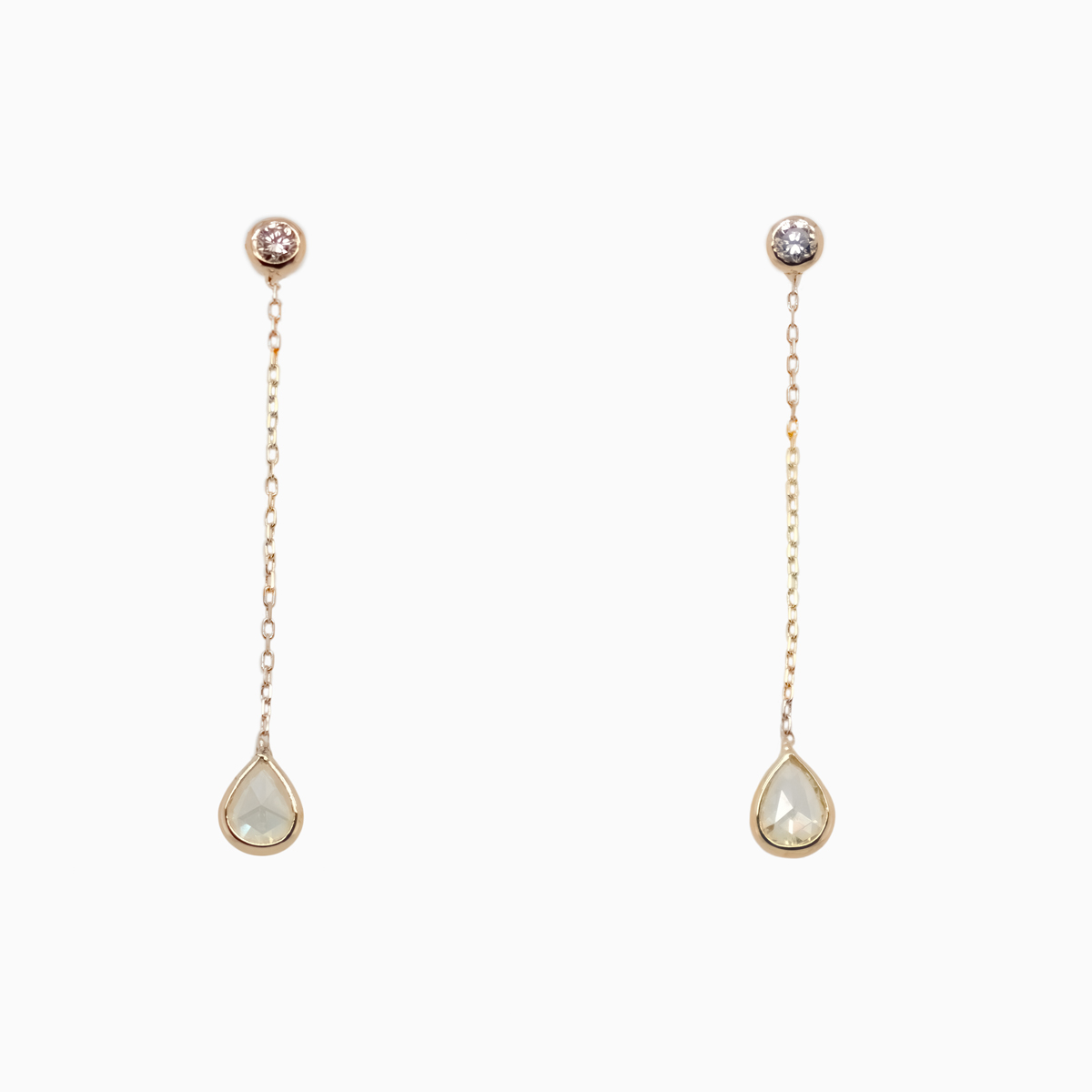 Rose Cut Diamond Dangle Earrings, 18k Yellow Gold