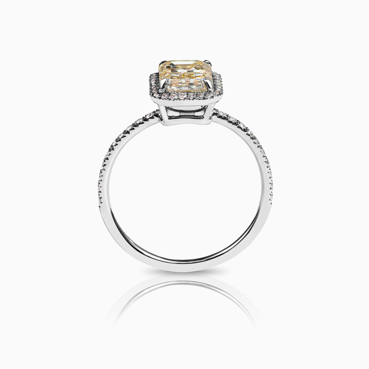 2.02-Carat Fancy Yellow Dimond Halo Engagement Ring, Platinum