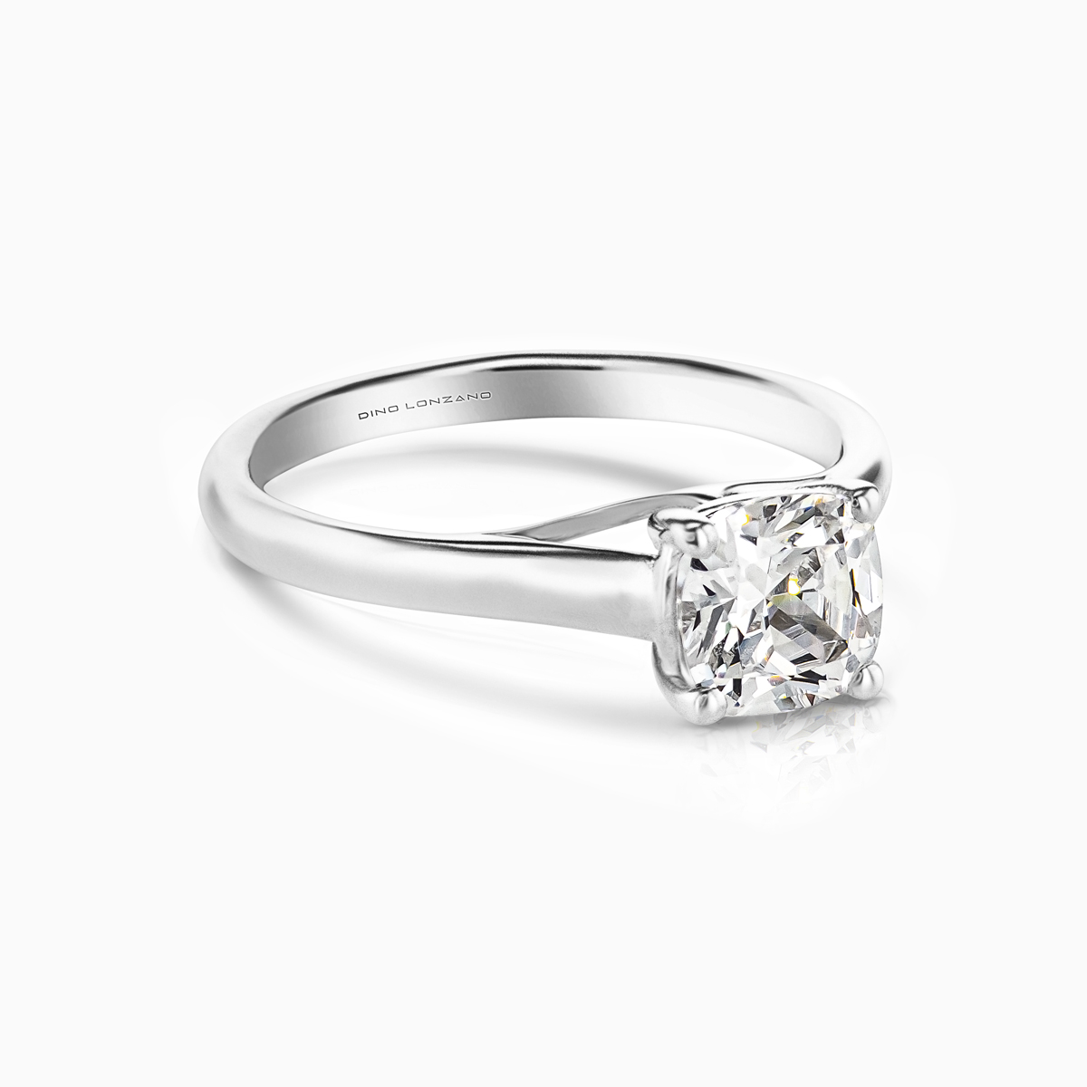 Dino Lonzano Cushion Cut Diamond Solitaire Engagement Ring