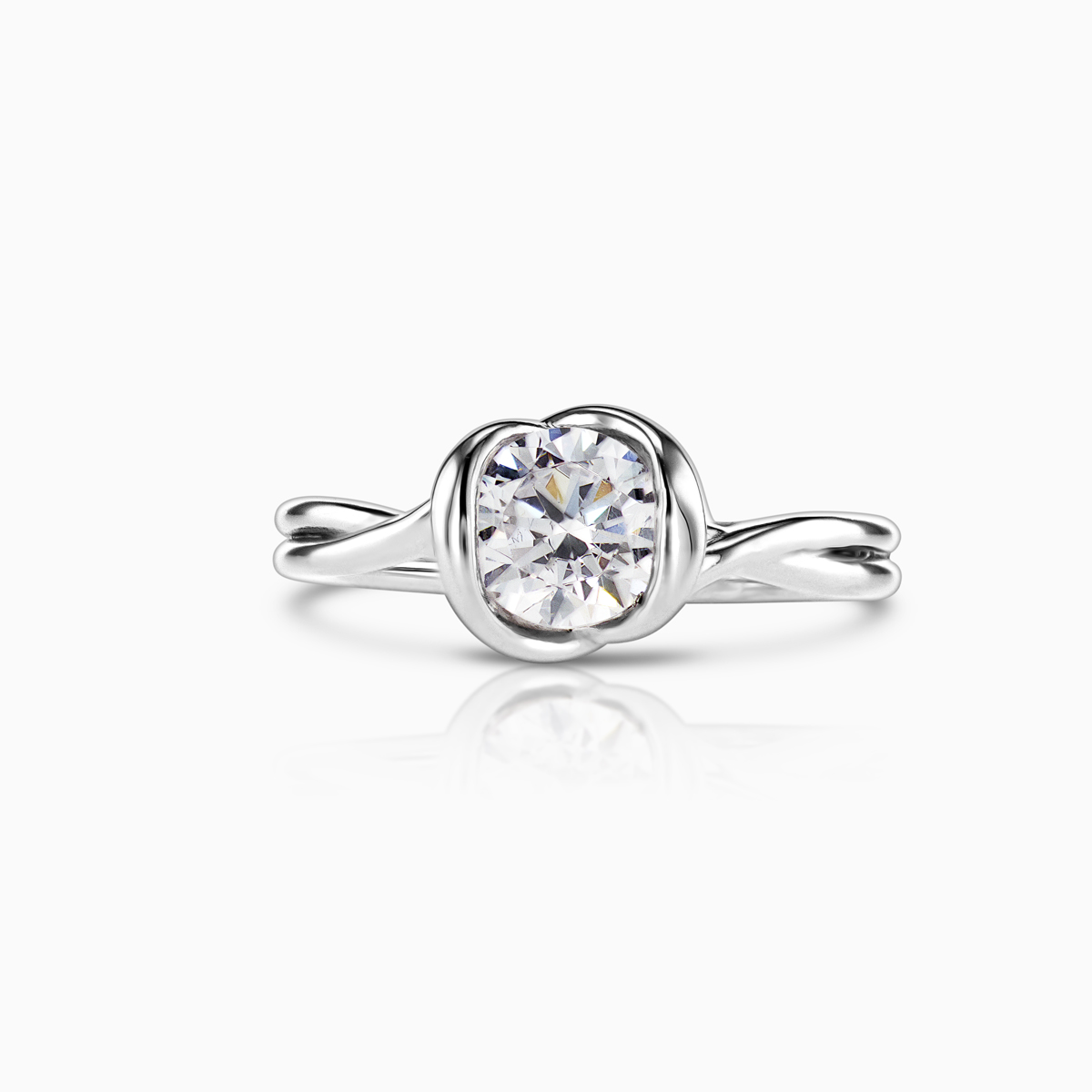 Dino Lonzano Knot Style Solitaire Engagement Ring, 18k White Gold