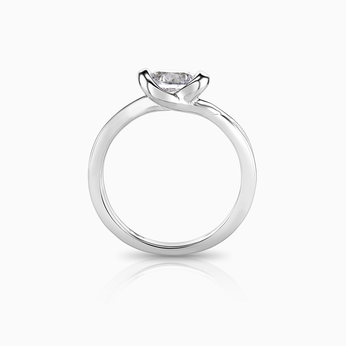 Dino Lonzano Knot Style Solitaire Engagement Ring, 18k White Gold