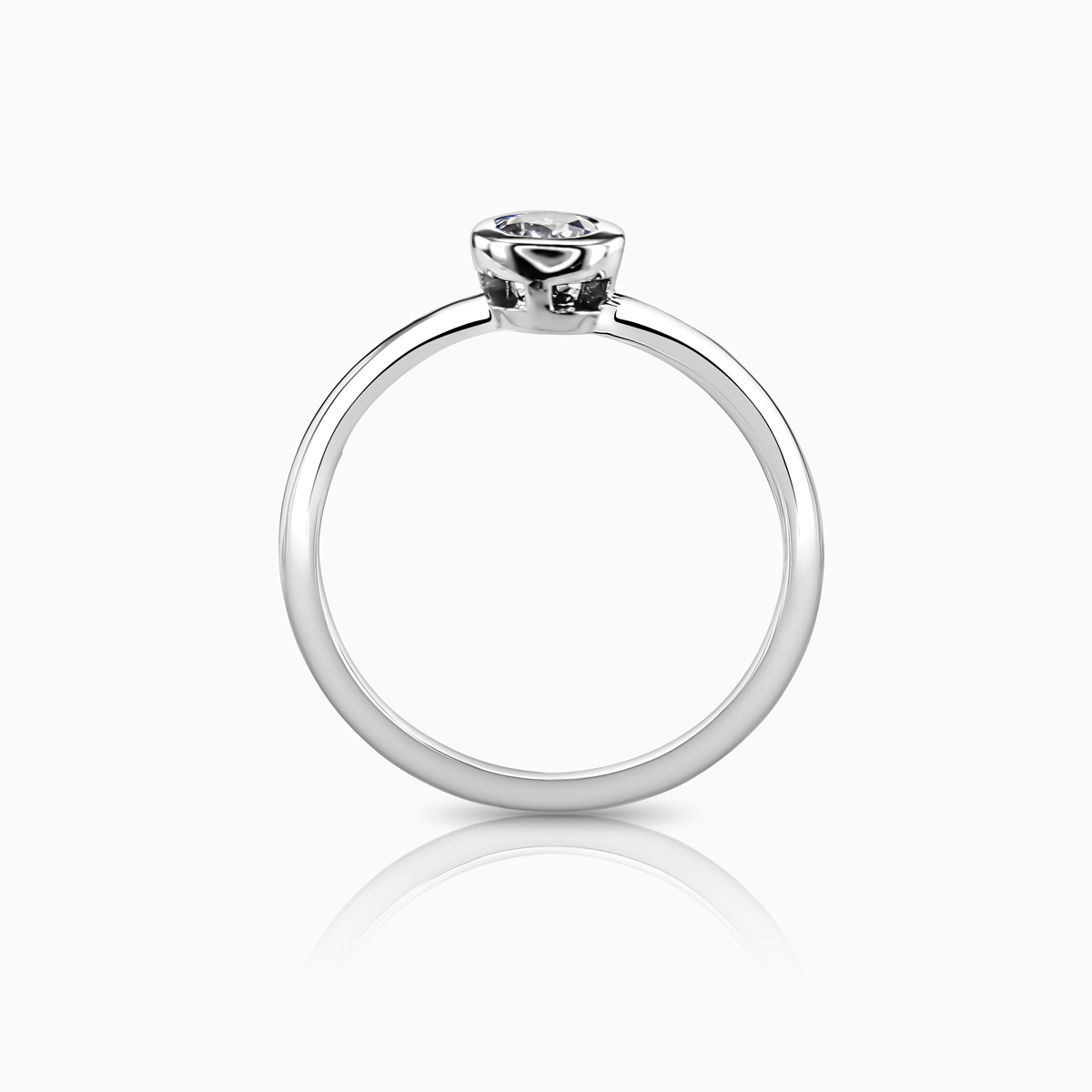 Vintage Bezel-set 0.25carat Diamond Solitaire Engagement Ring, 14k White Gold