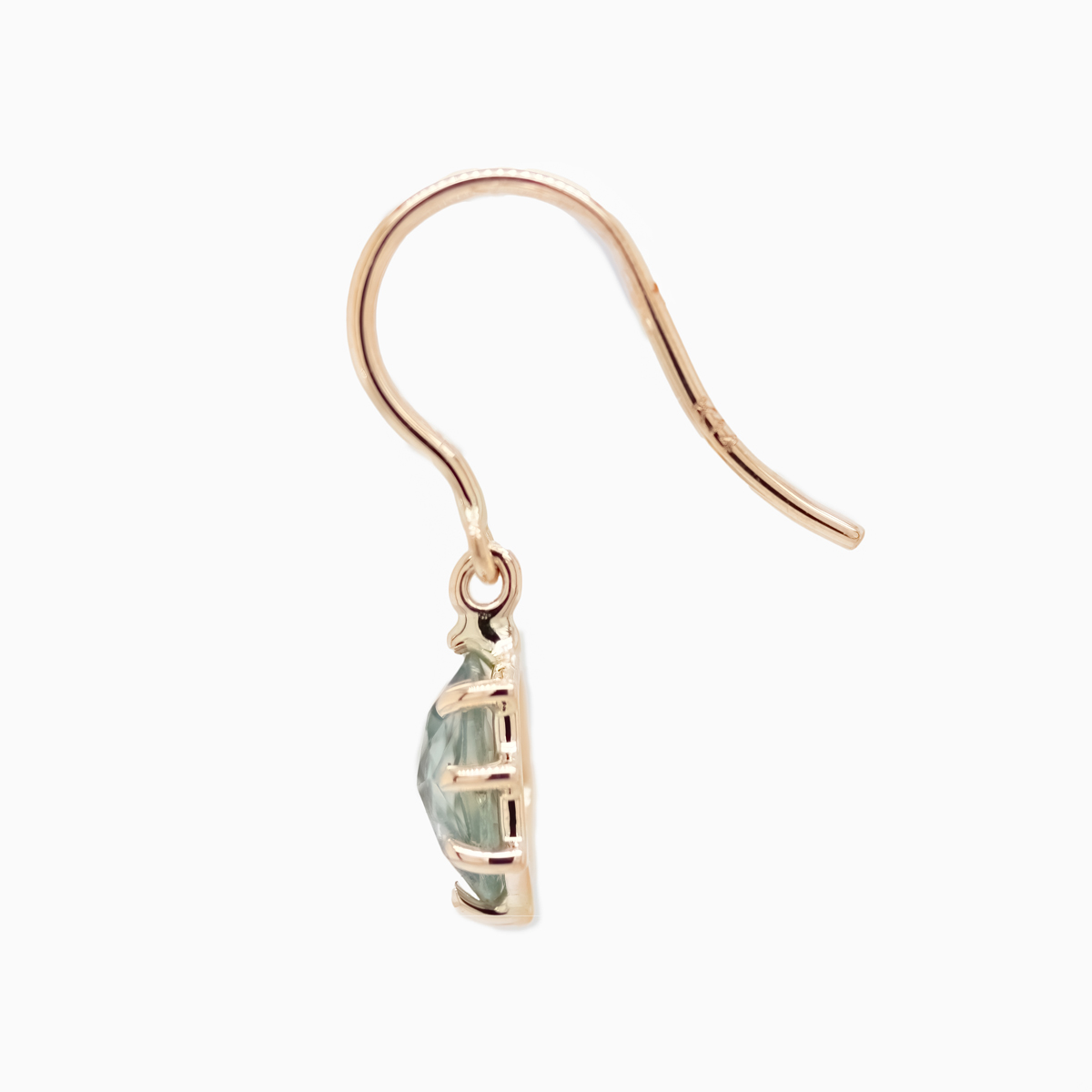 Organic Shape Natural Green Sapphire Dangle Earrings, 14k Gold