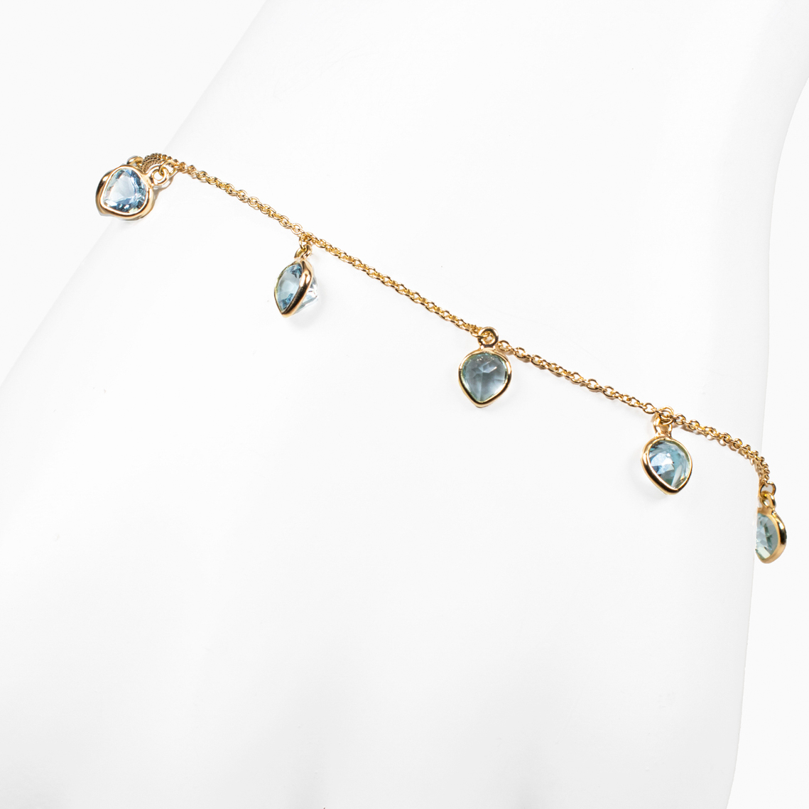 Aquamarine Dangle Tempo Bracelet in 14k Yellow Gold