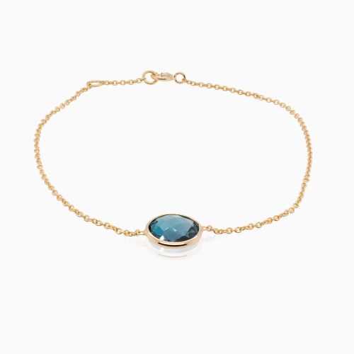 London Blue Topaz Solitaire Tempo Bracelet in 18k Yellow Gold