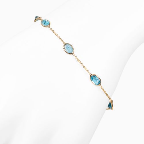 Swiss Blue Topaz Tempo Bracelet in 14k Yellow Gold