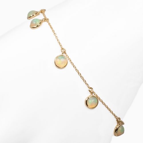 Cabochon Opal Dangle Tempo Bracelet in 14k Yellow Gold