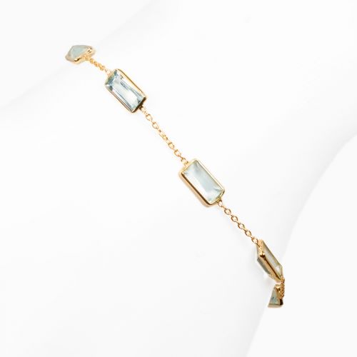 Aquamarine Geometric Tempo Bracelet in 14k Yellow Gold