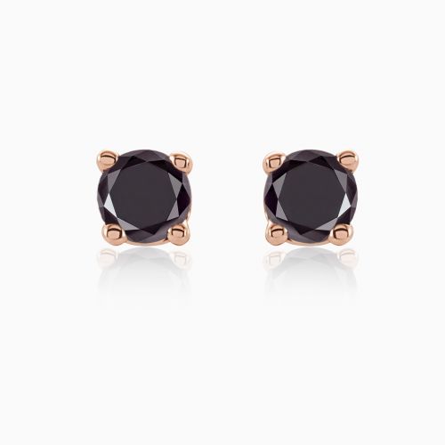 Black Diamond Stud Earrings, 3mm, 14k Gold