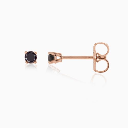 Natural Black Diamond Stud Earrings, 3mm, 14k Gold