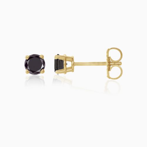 Black Diamond Stud Earrings, 3.50mm, 14k Gold