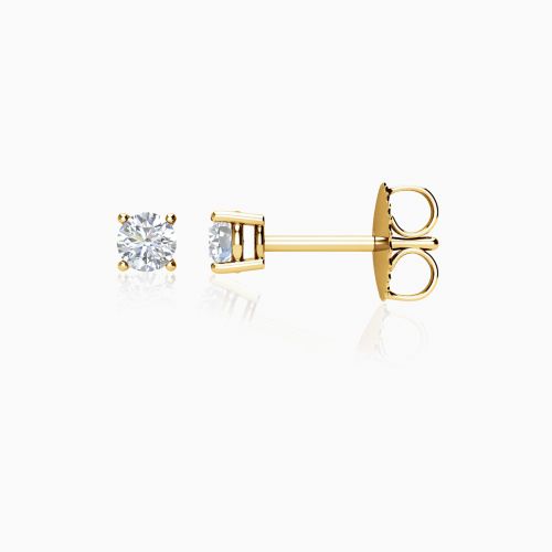 Natural Diamond Stud Earrings, 3.2mm, 14k Gold