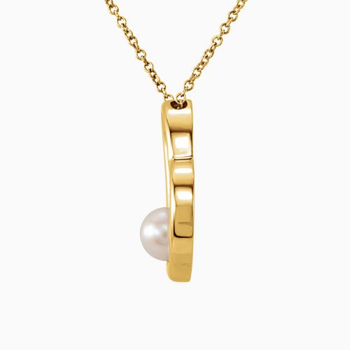Freshwater Pearl Open Heart Necklace, 18 inches, 14k Gold