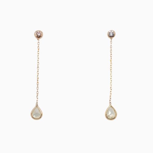 Rose Cut Diamond Dangle Earrings, 18k Yellow Gold