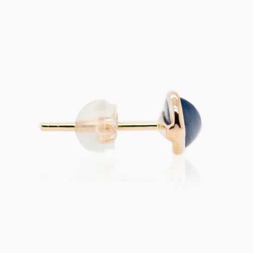 Cabochon Cut Natural Blue Sapphire Stud Earrings, 5mm, 14k Yellow Gold