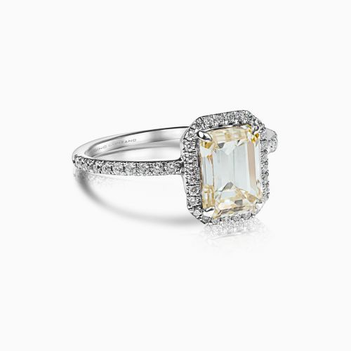 2.02-Carat Fancy Yellow Dimond Halo Engagement Ring, Platinum